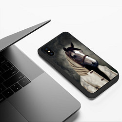 Чехол iPhone XS Max матовый Конь в пальто в прямом смысле, цвет: 3D-черный — фото 2