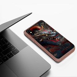 Чехол iPhone XS Max матовый Дракон Irezumi, цвет: 3D-коричневый — фото 2