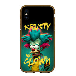 Чехол iPhone XS Max матовый Клоун Красти из Симпсонов, цвет: 3D-коричневый