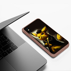 Чехол iPhone XS Max матовый Пикачу в строгом костюме, цвет: 3D-коричневый — фото 2