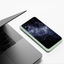 Чехол iPhone XS Max матовый Замерзающая галактика, цвет: 3D-салатовый — фото 2