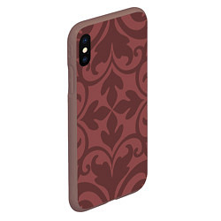 Чехол iPhone XS Max матовый Красивые узоры на красном, цвет: 3D-коричневый — фото 2