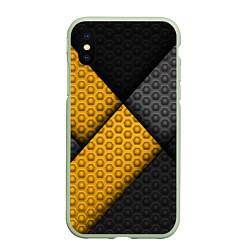 Чехол iPhone XS Max матовый Желтая текстурная линия, цвет: 3D-салатовый