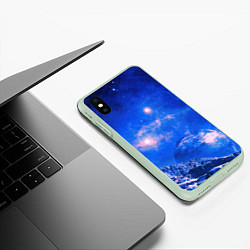 Чехол iPhone XS Max матовый Бескрайний космос, цвет: 3D-салатовый — фото 2