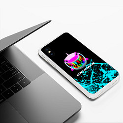 Чехол iPhone XS Max матовый 6Ix9ine голубые брызги, цвет: 3D-белый — фото 2