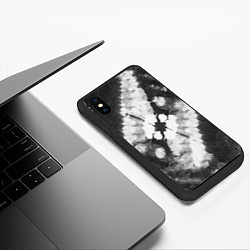 Чехол iPhone XS Max матовый Черно-белый тай-дай, цвет: 3D-черный — фото 2