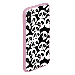 Чехол iPhone XS Max матовый Весёлые панды, цвет: 3D-розовый — фото 2