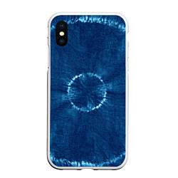 Чехол iPhone XS Max матовый Синий круг тай-дай, цвет: 3D-белый