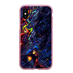 Чехол iPhone XS Max матовый Размытые космические краски, цвет: 3D-розовый