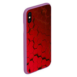 Чехол iPhone XS Max матовый Красные стальные плиты, цвет: 3D-фиолетовый — фото 2