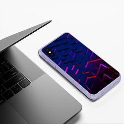 Чехол iPhone XS Max матовый Неоновые треугольники с подсветкой, цвет: 3D-светло-сиреневый — фото 2