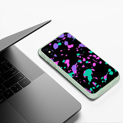 Чехол iPhone XS Max матовый Неоновые цвета брызги краски, цвет: 3D-салатовый — фото 2