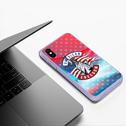 Чехол iPhone XS Max матовый American freedom, цвет: 3D-светло-сиреневый — фото 2