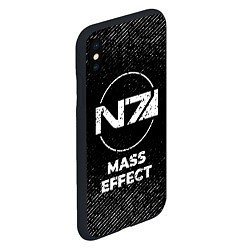 Чехол iPhone XS Max матовый Mass Effect с потертостями на темном фоне, цвет: 3D-черный — фото 2