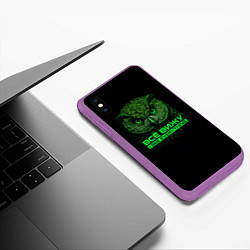 Чехол iPhone XS Max матовый Сова всё видит, цвет: 3D-фиолетовый — фото 2