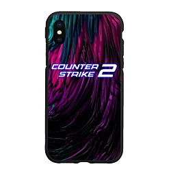 Чехол iPhone XS Max матовый Counter strike 2 цветная абстракция, цвет: 3D-черный