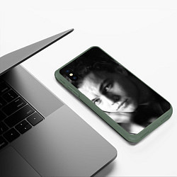 Чехол iPhone XS Max матовый Леонардо Ди Каприо фото, цвет: 3D-темно-зеленый — фото 2