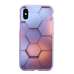 Чехол iPhone XS Max матовый Металлические шестиугольники