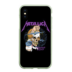 Чехол iPhone XS Max матовый Metallica - damaged justice, цвет: 3D-салатовый