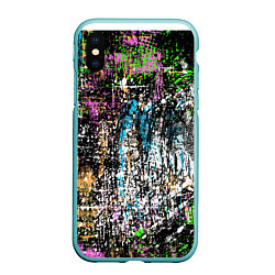 Чехол iPhone XS Max матовый Красочный фон в стиле гранж, цвет: 3D-мятный