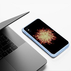 Чехол iPhone XS Max матовый Цветок в огне, цвет: 3D-голубой — фото 2