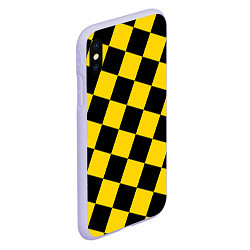 Чехол iPhone XS Max матовый Черно-желтая крупная клетка, цвет: 3D-светло-сиреневый — фото 2