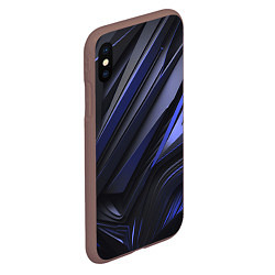 Чехол iPhone XS Max матовый Объемные черные и синие плиты, цвет: 3D-коричневый — фото 2