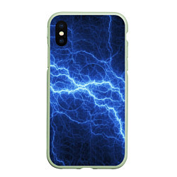 Чехол iPhone XS Max матовый Разряд электричества, цвет: 3D-салатовый