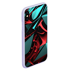 Чехол iPhone XS Max матовый Красные и бирюзовые объекты, цвет: 3D-светло-сиреневый — фото 2