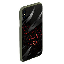 Чехол iPhone XS Max матовый Black and red abstract, цвет: 3D-темно-зеленый — фото 2