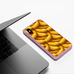 Чехол iPhone XS Max матовый Сочная текстура из бананов, цвет: 3D-розовый — фото 2