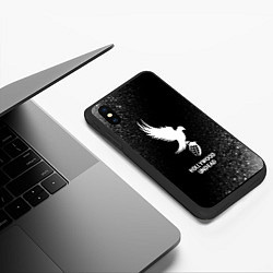 Чехол iPhone XS Max матовый Hollywood Undead glitch на темном фоне, цвет: 3D-черный — фото 2