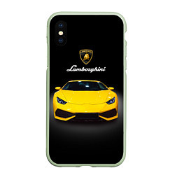 Чехол iPhone XS Max матовый Итальянский спорткар Lamborghini Aventador, цвет: 3D-салатовый