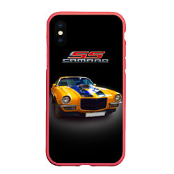 Чехол iPhone XS Max матовый Ретро маслкар Camaro SS 1970 года, цвет: 3D-красный