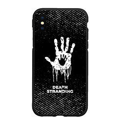 Чехол iPhone XS Max матовый Death Stranding с потертостями на темном фоне, цвет: 3D-черный