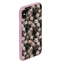 Чехол iPhone XS Max матовый Паттерн из кошечек, цвет: 3D-розовый — фото 2