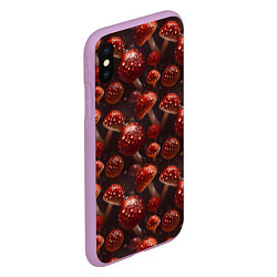 Чехол iPhone XS Max матовый Сочный узор из мухоморов, цвет: 3D-сиреневый — фото 2