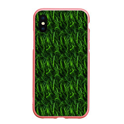 Чехол iPhone XS Max матовый Сочный узор из зеленой травки
