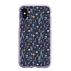 Чехол iPhone XS Max матовый Акварельная цветочная полянка