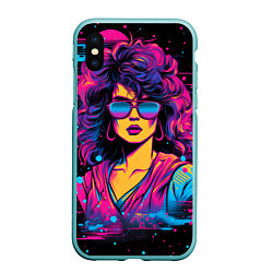 Чехол iPhone XS Max матовый Lady - retrowave style, цвет: 3D-мятный