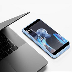 Чехол iPhone XS Max матовый Потрет Тэхена маслом, цвет: 3D-голубой — фото 2