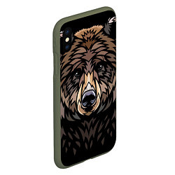 Чехол iPhone XS Max матовый Медведь в этническом стиле, цвет: 3D-темно-зеленый — фото 2