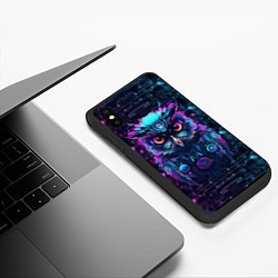 Чехол iPhone XS Max матовый Сова в стиле киберпанк, цвет: 3D-черный — фото 2