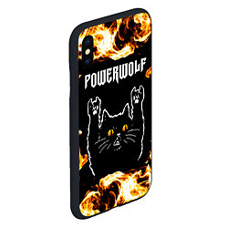 Чехол iPhone XS Max матовый Powerwolf рок кот и огонь, цвет: 3D-черный — фото 2