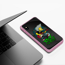 Чехол iPhone XS Max матовый Рок в стиле Симпсонов, цвет: 3D-розовый — фото 2