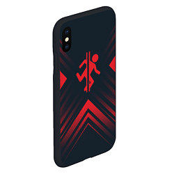 Чехол iPhone XS Max матовый Красный символ Portal на темном фоне со стрелками, цвет: 3D-черный — фото 2