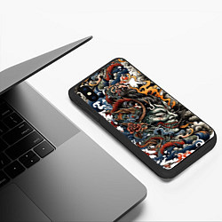 Чехол iPhone XS Max матовый Татуировка Ирезуми, цвет: 3D-черный — фото 2