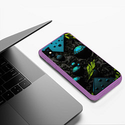 Чехол iPhone XS Max матовый Зеленые абстрактные листья, цвет: 3D-фиолетовый — фото 2