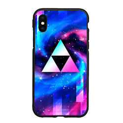 Чехол iPhone XS Max матовый Zelda неоновый космос, цвет: 3D-черный