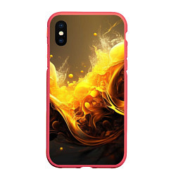 Чехол iPhone XS Max матовый Золотые волны, цвет: 3D-красный